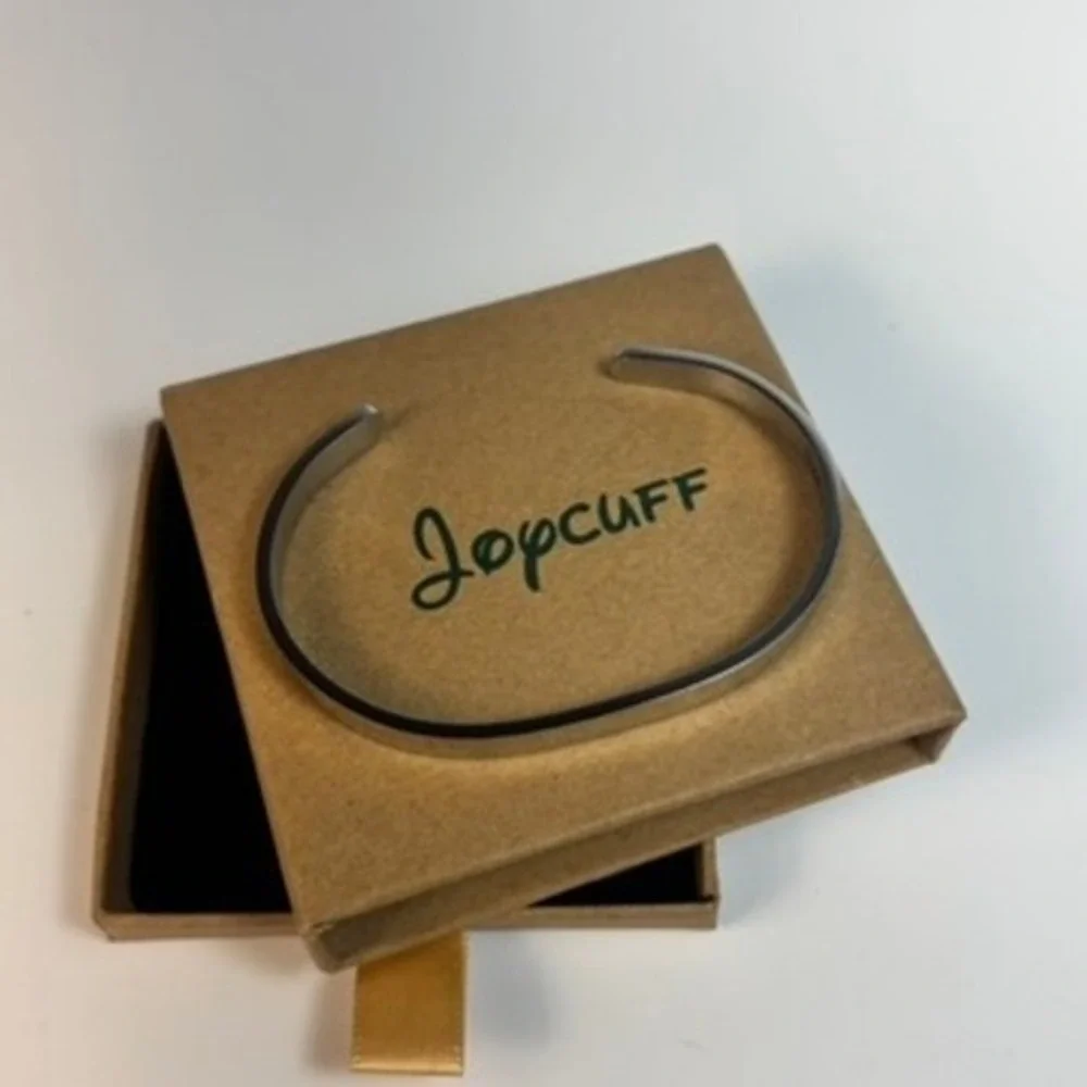 Joycuff Inspirational Cuff Bracelet Silver Tone Preowned Engraved Quote‎